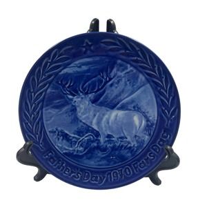 Vintage Marmot-China First Issue 1970 Father's Day Moose Blue Collector Plate